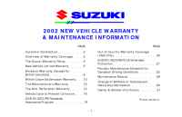 Suzuki - 2002 New Vehicle Warranty Maintenance Information Web E