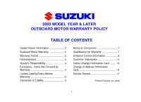 Suzuki - 2003 Marine Warranty Booklet Web E