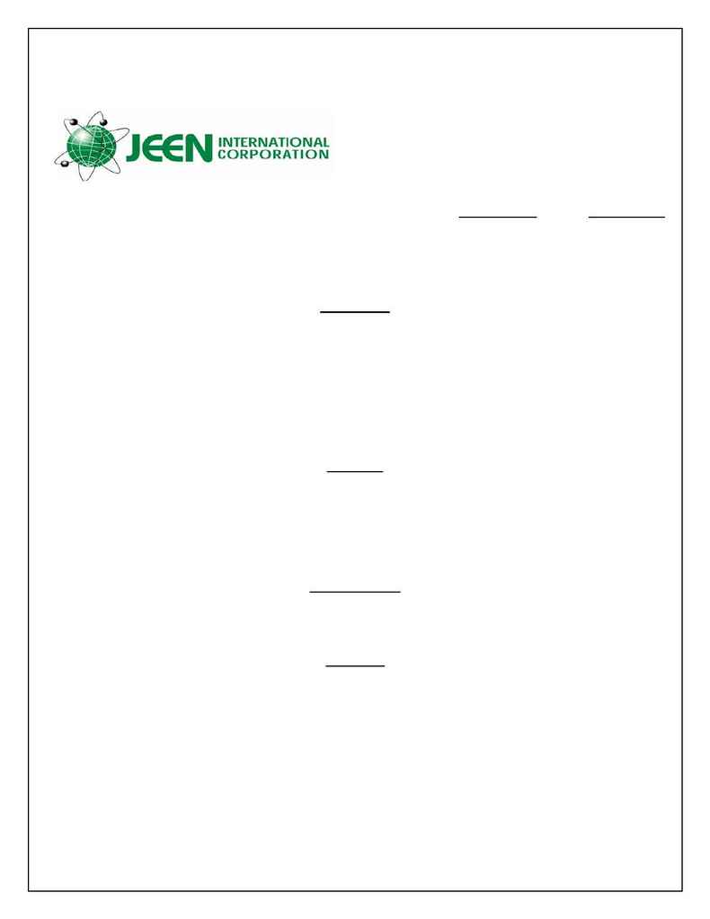 Jeen International - spec JEECHEM SHAMPOO ST ARR