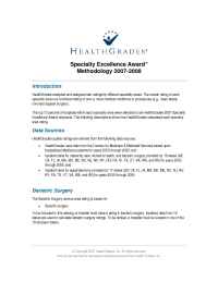 Health Grades - Specialty Excellence Methodology