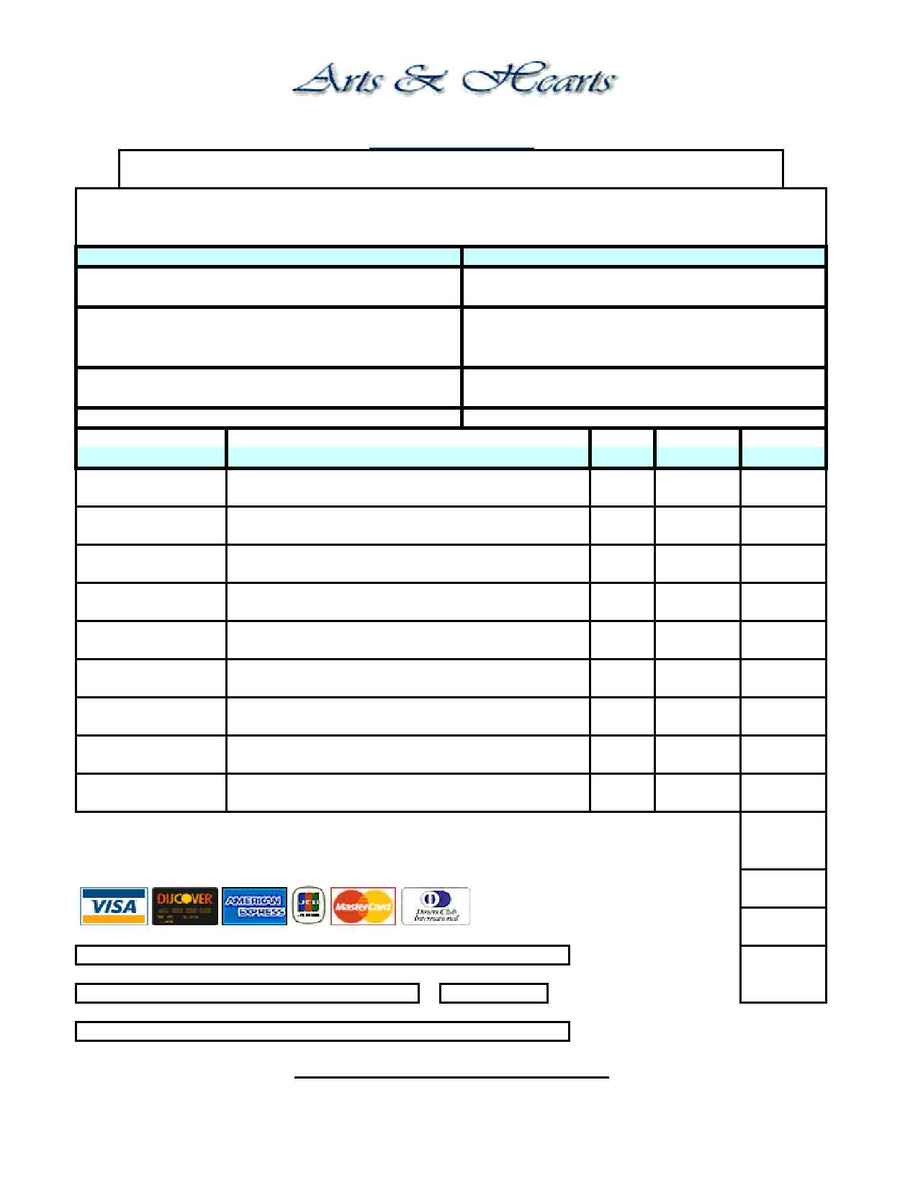 Arts and Hearts - Printable Catalog Order Form