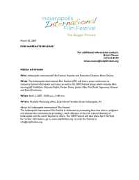 Indianapolis International Film Festival - IIFF Press Conf Notice