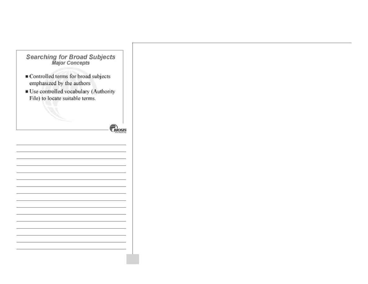 Biosis - BIOSIS Previews workbook