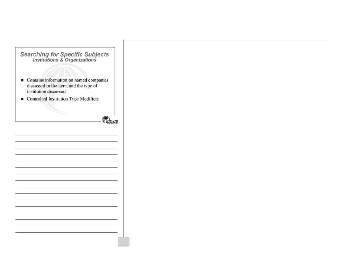 Biosis - BIOSIS Previews workbook