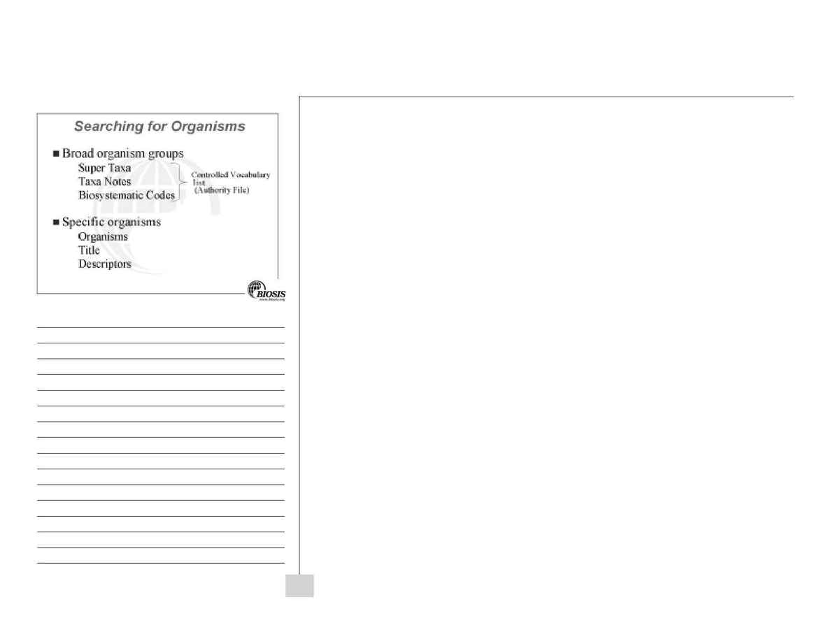 Biosis - BIOSIS Previews workbook