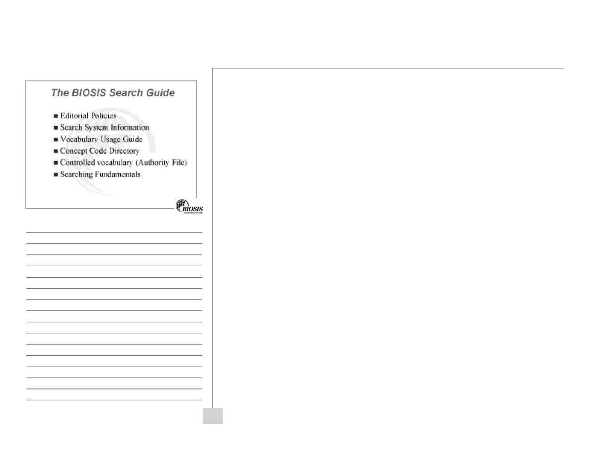 Biosis - BIOSIS Previews workbook