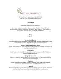 Events of Excellence - entrees