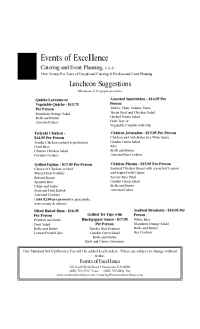 Events of Excellence - luncheon suggestions
