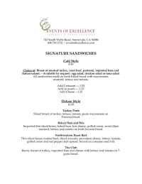 Events of Excellence - signature sandwiches