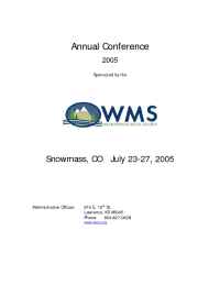 Wilderness Medical Society - snowmass 2005