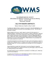 Wilderness Medical Society - Abstract Form