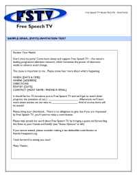 Free Speech TV Cable Project - Sample Email Invite